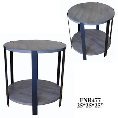Bengal Manor Mango Wood and Metal Round End Table